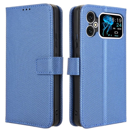 For Cubot A20 Case PU Leather Diamond Texture Wallet Phone Cover - Blue
