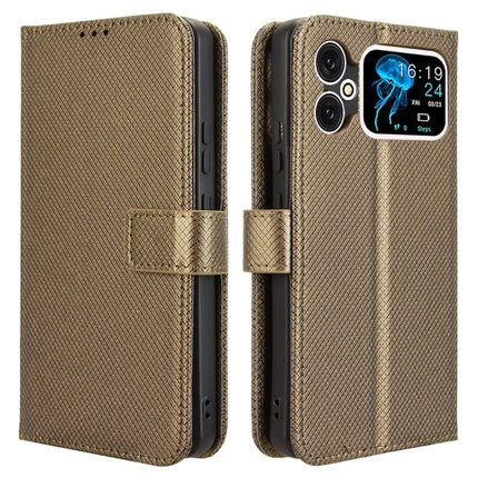 For Cubot A20 Case PU Leather Diamond Texture Wallet Phone Cover - Brown