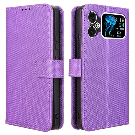For Cubot A20 Case PU Leather Diamond Texture Wallet Phone Cover - Purple
