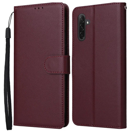 For Samsung Galaxy A56 5G Case Wallet Stand View PU Leather Phone Cover - Wine Red