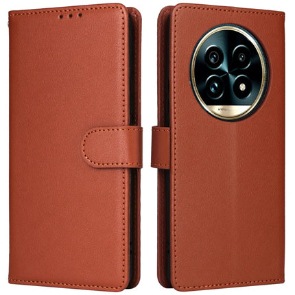 For Realme 13+ 5G / 13 Pro 5G (China) Case Wallet Stand View PU Leather Phone Cover - Brown