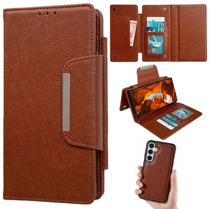 For Samsung Galaxy A16 5G / A16 4G Detachable Cover PU Leather 2 in 1 Magnetic Wallet Phone Case - Brown