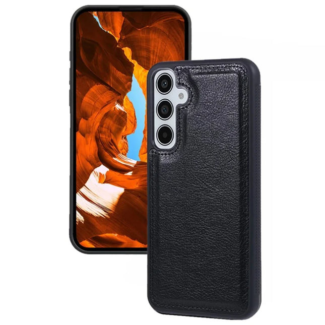 For Samsung Galaxy A16 5G / A16 4G Case Calf Texture PU Leather Anti Fingerprint Back Phone Cover - Black