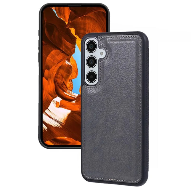 For Samsung Galaxy A16 5G / A16 4G Case Calf Texture PU Leather Anti Fingerprint Back Phone Cover - Grey