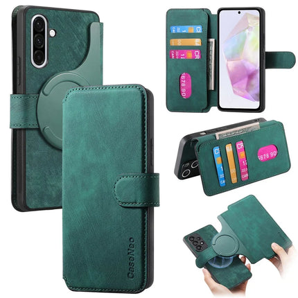 For Samsung Galaxy A36 5G Case CASENEO Detachable Magnetic RFID Block Leather Phone Wallet Cover - Green