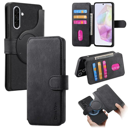 For Samsung Galaxy A36 5G Case CASENEO Detachable Magnetic RFID Block Leather Phone Wallet Cover - Black