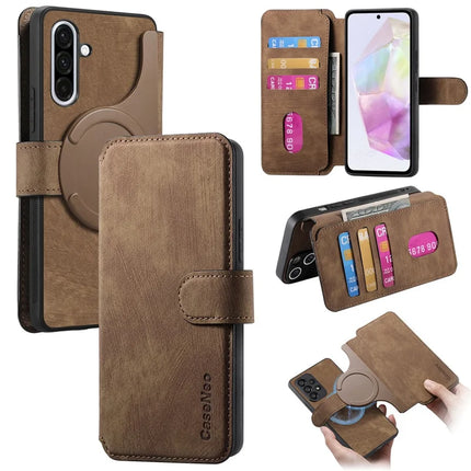 For Samsung Galaxy A36 5G Case CASENEO Detachable Magnetic RFID Block Leather Phone Wallet Cover - Brown