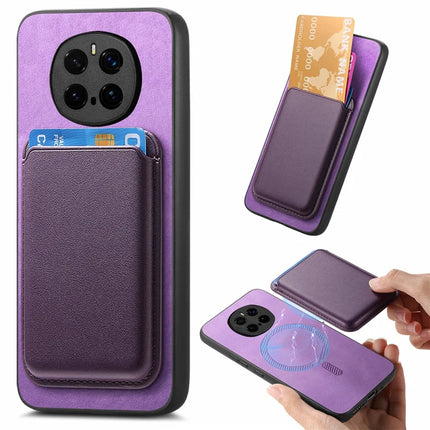 For Honor Magic7 Pro 5G Case Detachable Magnetic Card Bag Leather Phone Back Cover - Purple