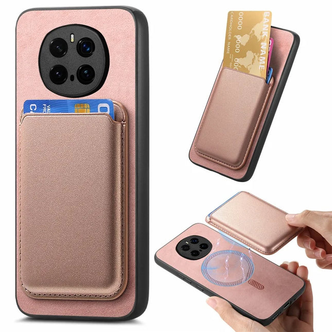 For Honor Magic7 Pro 5G Case Detachable Magnetic Card Bag Leather Phone Back Cover - Rose Gold