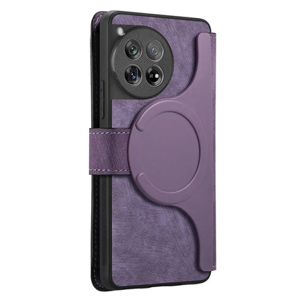 For OnePlus 12 5G Case CASENEO Detachable Magnetic RFID Block Leather Phone Wallet Cover - Purple