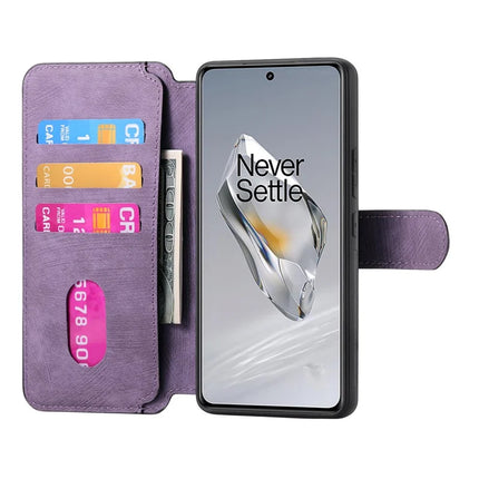 For OnePlus 12 5G Case CASENEO Detachable Magnetic RFID Block Leather Phone Wallet Cover - Purple