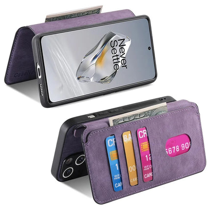 For OnePlus 12 5G Case CASENEO Detachable Magnetic RFID Block Leather Phone Wallet Cover - Purple