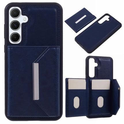 For Samsung Galaxy A16 5G / A16 4G Case Card Bag Kickstand TPU + PU Phone Cover - Sapphire