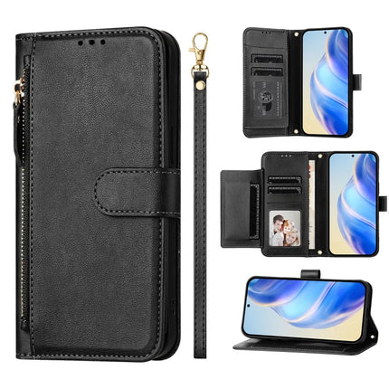 For Motorola Moto G15 4G Case Zipper Pocket Multiple Card Slots Leather Phone Cover