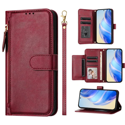 For Motorola Moto G15 4G Case Zipper Pocket Multiple Card Slots Leather Phone Cover