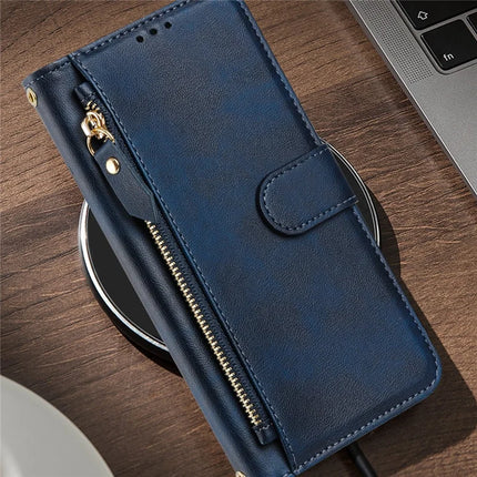For Motorola Moto G15 4G Case Zipper Pocket Multiple Card Slots Leather Phone Cover