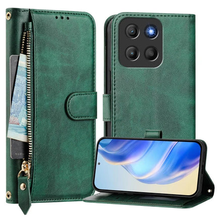 For Motorola Moto G15 4G Case Zipper Pocket Multiple Card Slots Leather Phone Cover