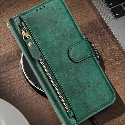 For Motorola Moto G15 4G Case Zipper Pocket Multiple Card Slots Leather Phone Cover