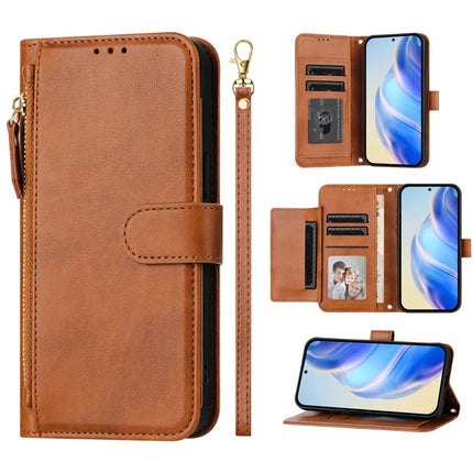 For Motorola Moto G15 4G Case Zipper Pocket Multiple Card Slots Leather Phone Cover