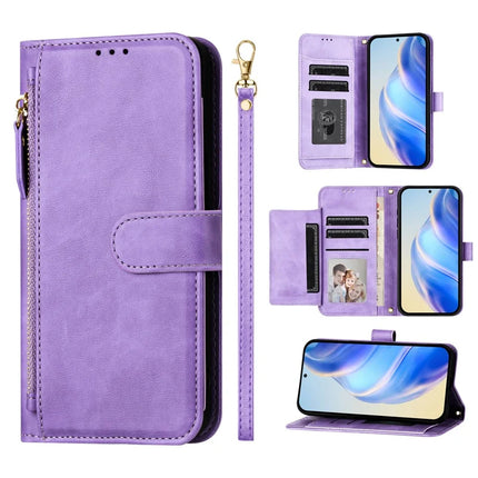 For Motorola Moto G15 4G Case Zipper Pocket Multiple Card Slots Leather Phone Cover