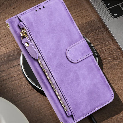 For Motorola Moto G15 4G Case Zipper Pocket Multiple Card Slots Leather Phone Cover