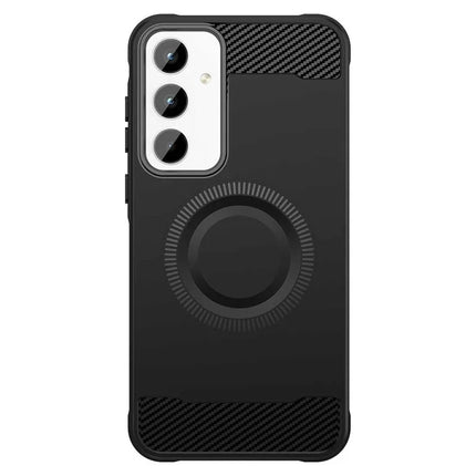 For Samsung Galaxy A55 5G Case Compatible with MagSafe TPU Phone Cover Carbon Fiber Texture