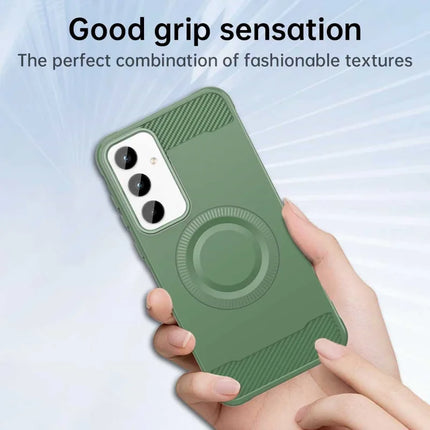 For Samsung Galaxy A55 5G Case Compatible with MagSafe TPU Phone Cover Carbon Fiber Texture