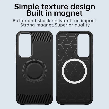 For Samsung Galaxy A35 5G Case Compatible with MagSafe TPU Phone Cover Carbon Fiber Texture