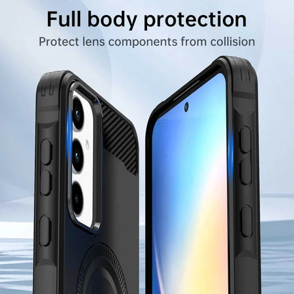 For Samsung Galaxy A35 5G Case Compatible with MagSafe TPU Phone Cover Carbon Fiber Texture