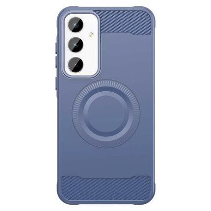 For Samsung Galaxy A35 5G Case Compatible with MagSafe TPU Phone Cover Carbon Fiber Texture