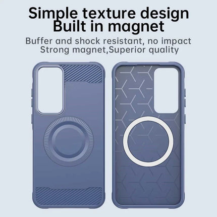 For Samsung Galaxy A35 5G Case Compatible with MagSafe TPU Phone Cover Carbon Fiber Texture
