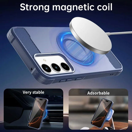 For Samsung Galaxy A35 5G Case Compatible with MagSafe TPU Phone Cover Carbon Fiber Texture