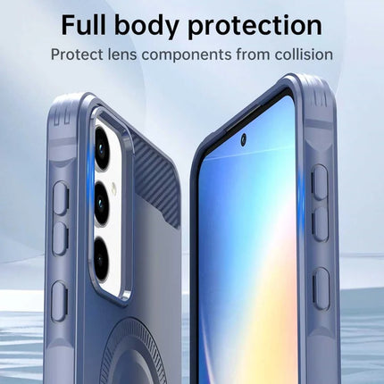 For Samsung Galaxy A35 5G Case Compatible with MagSafe TPU Phone Cover Carbon Fiber Texture