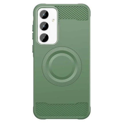 For Samsung Galaxy A35 5G Case Compatible with MagSafe TPU Phone Cover Carbon Fiber Texture
