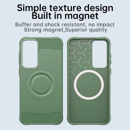 For Samsung Galaxy A35 5G Case Compatible with MagSafe TPU Phone Cover Carbon Fiber Texture