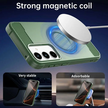 For Samsung Galaxy A35 5G Case Compatible with MagSafe TPU Phone Cover Carbon Fiber Texture