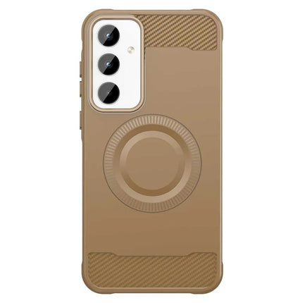 For Samsung Galaxy A35 5G Case Compatible with MagSafe TPU Phone Cover Carbon Fiber Texture