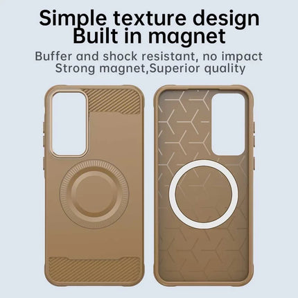 For Samsung Galaxy A35 5G Case Compatible with MagSafe TPU Phone Cover Carbon Fiber Texture