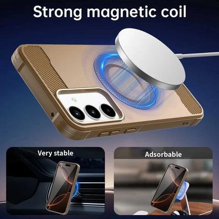 For Samsung Galaxy A35 5G Case Compatible with MagSafe TPU Phone Cover Carbon Fiber Texture