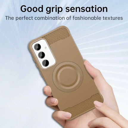 For Samsung Galaxy A35 5G Case Compatible with MagSafe TPU Phone Cover Carbon Fiber Texture