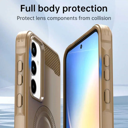 For Samsung Galaxy A35 5G Case Compatible with MagSafe TPU Phone Cover Carbon Fiber Texture