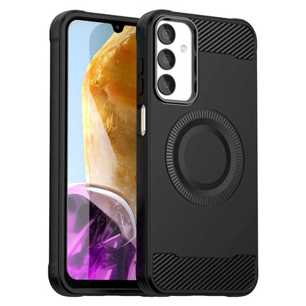 For Samsung Galaxy A05s 4G Case Compatible with MagSafe TPU Phone Cover Carbon Fiber Texture - Black