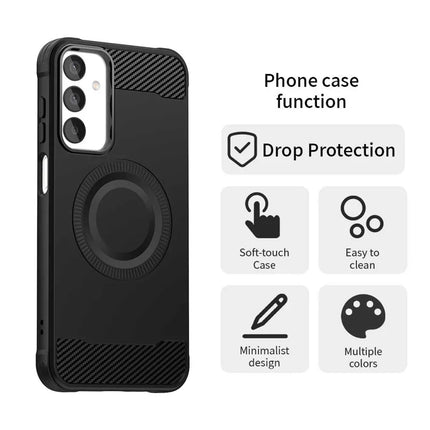 For Samsung Galaxy A05s 4G Case Compatible with MagSafe TPU Phone Cover Carbon Fiber Texture