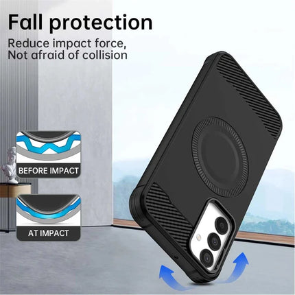 For Samsung Galaxy A05s 4G Case Compatible with MagSafe TPU Phone Cover Carbon Fiber Texture