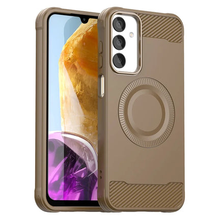 For Samsung Galaxy A05s 4G Case Compatible with MagSafe TPU Phone Cover Carbon Fiber Texture - Brown