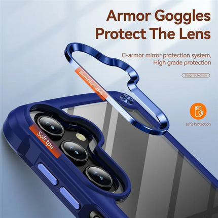 For Samsung Galaxy A36 5G Case Anti-Drop Alloy Lens Frame PC + TPU Phone Cover