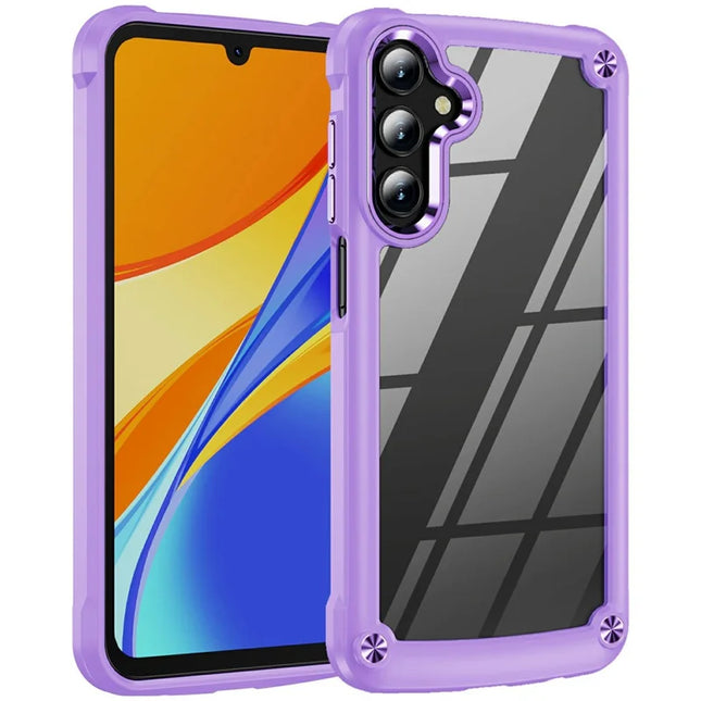 For Samsung Galaxy A36 5G Case Anti-Drop Alloy Lens Frame PC + TPU Phone Cover - Purple