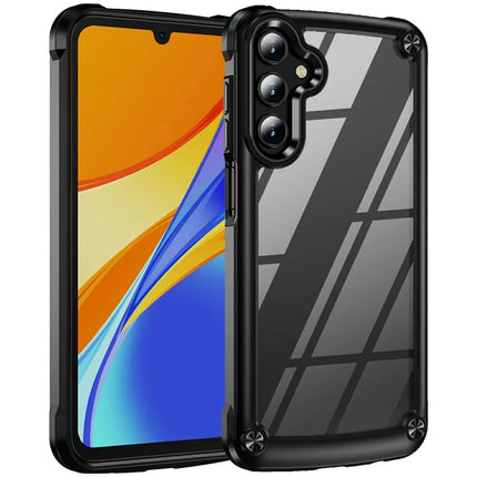 For Samsung Galaxy A36 5G Case Anti-Drop Alloy Lens Frame PC + TPU Phone Cover - Black