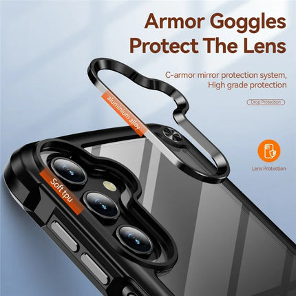 For Samsung Galaxy A36 5G Case Anti-Drop Alloy Lens Frame PC + TPU Phone Cover