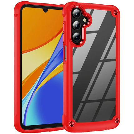 For Samsung Galaxy A36 5G Case Anti-Drop Alloy Lens Frame PC + TPU Phone Cover - Red